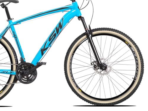 Bicicleta Aro 29 KSW 2x9V 18v Freio Hidráulico k7 e Trava,15,Azul e Preto