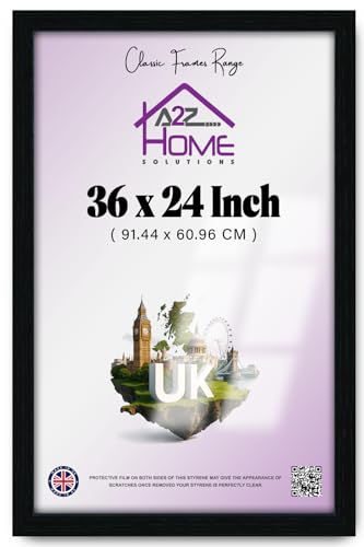 A2Z Home Solutions® Large Gallery Wall Mounting Maxi Poster Photo Frame 61x 91.5cm (36 X 24 inch) Display Pictures Certificates Documents Shatterproof Front (Black)