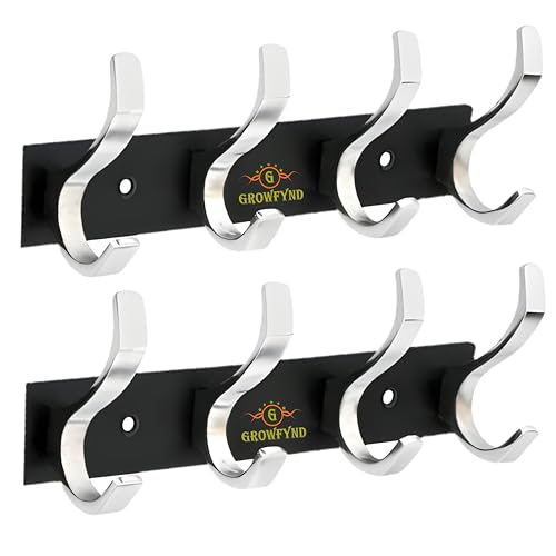 Image of Heavy Duty S Type Stainless Steel Cloth Hanger Suitable for Bathroom Bedroom Kitchen Wall Hook Rail Hanging Scarf Coat Keys Tie Towel Door Robe (Pack of 2, 4 Pin Multi)