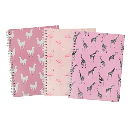 SUMMIT A5 Notebook Wirebound Ruled 160 pages Pack of 3 Pink Animal Print Notepads