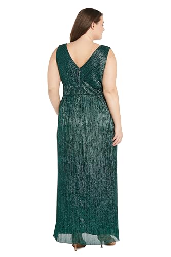 Image of R&M Richards Women's Sleeveless Maxi Dress - V-Neck Pleated Long Formal Gown W /Rhinestone Trim - Party & Cocktail Attire