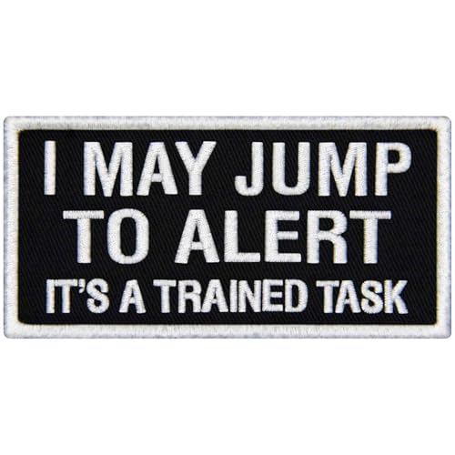 TailWag Planet I May Jump to Alert It's A Trained Task Service Dog Patch Embroidered Vest/Harnesses Badge Fastener Hook & Loop Emblem