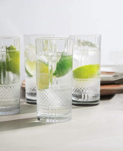 Image of bellemax 300 ML Premium Juice Glasses Drinking Glasses,Highball Lead-Free Glasses,Tumblers for Water,Juice,Beer,Cocktail and Mixed Drinks - 6 Pieces,Transparent (BM-03)
