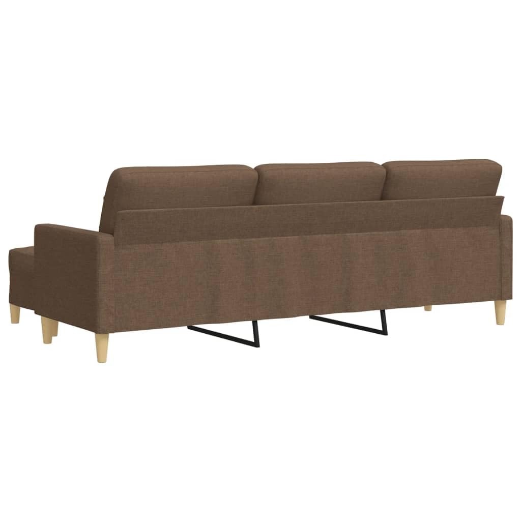 3-osobowa sofa z taboretem, brązowa, 210 cm, nowoczesny zestaw wypoczynkowy z funkcją spania, rozkładana, ze skrzynią na pościel, wygodny mebel relaksacyjny do salonu i biura