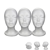 3pieces Foam Mannequin Head, Foam Wig Head Stand Holder, White Display Heads Model, Foams Model Heads, For Styling, Hat, Wig, Costume, Hairpieces, Glasses, Jewelry