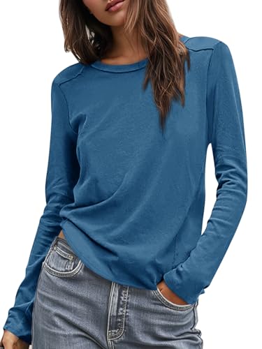 Cicy Bell Womens Long Sleeve Shirts Casual Loose Fit Crew Neck Seam Tunic Tops Fall Basic Tees - image 1