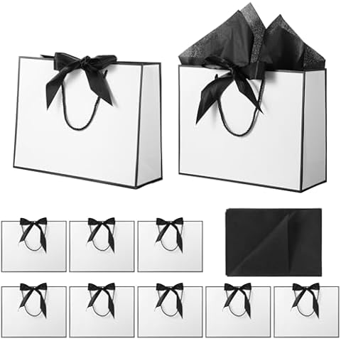 10 Medium Gift Bags with Tissue Paper Cover