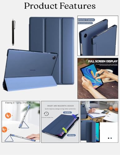 Image of ProElite Cover for Samsung Galaxy Tab A11 Plus 11 inch Case Cover, Smart Flip Case Cover for Samsung Galaxy Tab A11+ 11 inch Translucent Back with Stylus Pen, Dark Blue