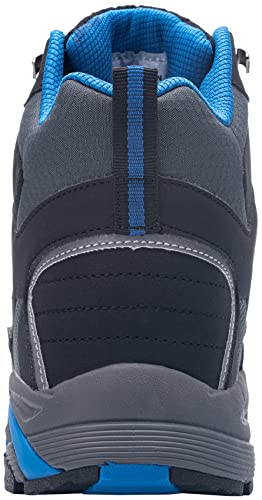 LARNMERN Steel Toe Work Boots Men,Non Slip Safety Shoes,Comfortable Industrial and Constructio Hiking Sneakers(9.5 Men, Black/Blue)