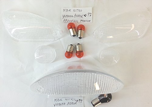 CODICE 77206603-77206324 RMS KIT 4 GEMME FRECCE + VETRO FANALE POSTERIORE TRASPARENTI compatibile con MBK NITRO compatibile con YAMAHA AEROX 97-99 - 5 LAMPADINE OMAGGIO