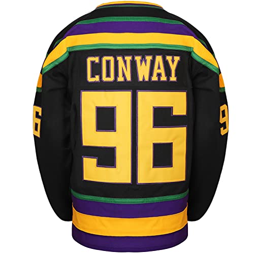 Camiseta de hóquei no gelo do filme Charlie Conway #96 Mighty Ducks Adam Banks #99, 96 Preto, G