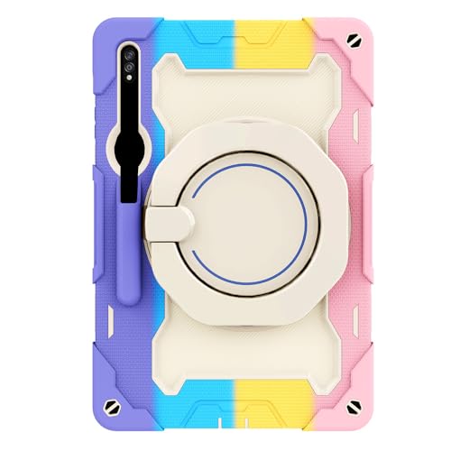 Coque Samsung Tab S9 Plus JZ avec support rotatif 360 et bandoulière rose