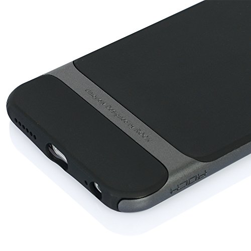 Iphone 6 Plus Case, Rock Classic Shell Hybrid Double Layer Shock Absorbing Armor Case Cover For 5.5 Inch Screen Apple Iphone 6 Plus (Grey/Black) #TOP3