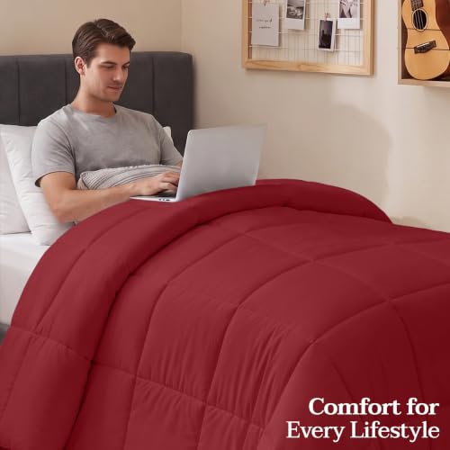 Image of Utopia Bedding Twin Comforter, Duvet Insert, Red, 64 x 88 Inches