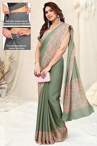 Image of MIRCHI FASHION Women's Ready to Wear 1 Minute Drape Chiffon Printed Saree with Blouse Piece