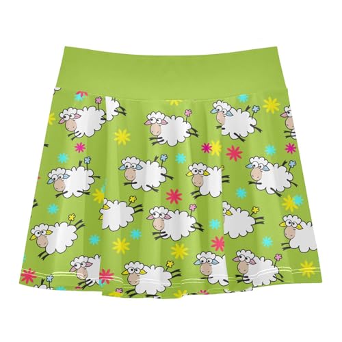 Girls Skorts High Waist Athletic Skirts with Shorts Sheep Stretchy Teens Performance Tennis