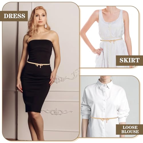 cobee 1 Pc Bow Belts For Women, Skinny Gold Belt Waist Belt, Stretchy Bow Metal Chain Belt Women's Belts For Women Dresses Formal Jeans Shirt2
