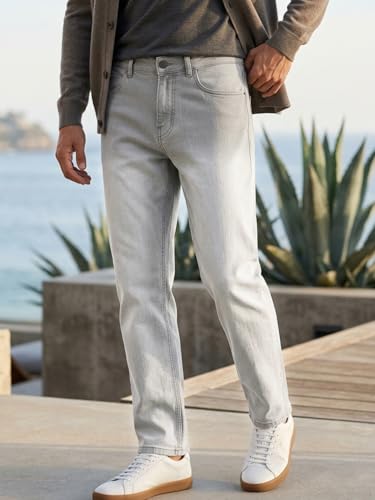Image of Urbano Fashion Men's Straight Fit Heavy Washed Faded Denim Jeans Stretchable