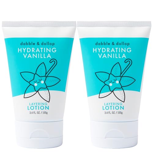 Image of Dabble & Dollop Vanilla Lotion, Layering Lotion, Hydrating Scented Lotions for Kids, Dermatologist Tested, Vegan & Cruelty-Free (3.4oz, Pack of 2)
