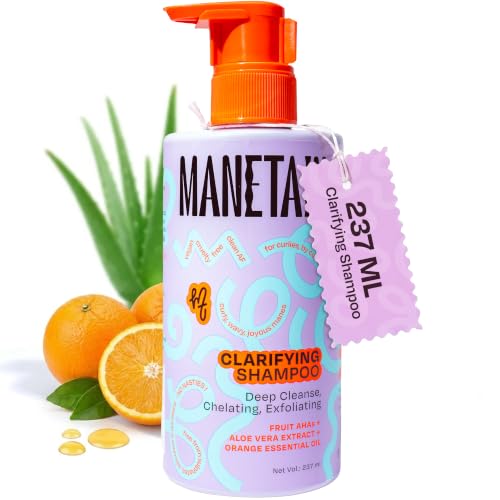 Image of Manetain Clarifying Shampoo for All Hair Types 236ml Sulphate Paraben and Toxin Free Mild Vegan Shampoo for Women, Men with Wavy, Dry, Curly and Frizzy Hair