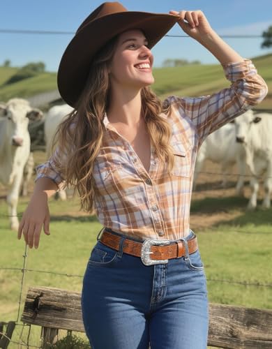 Western Belts Vintage Cowgirl Cowboy Country Belt for Woman Men Gifts, Carved Buckle-Belts for Jeans Pants Dresses2