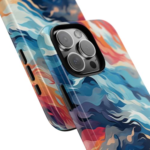 Coque iPhone 16 Pro Max Vagues de Feu Brillante - Un Cadeau Unique Émouvant et Durable