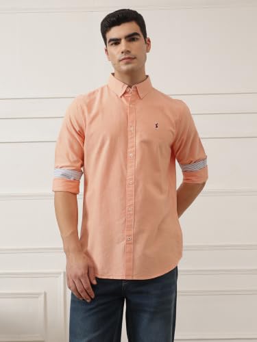 Image of Thomas Scott Men's Cricket Club Collection Classic Regular Fit Twill Shirt | 100% Cotton Long Sleeve Solid Shirt with Button Down Collar (Available in Plus Size)