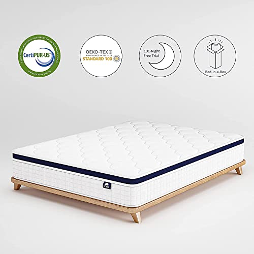 Crystli-14-Inch-King-Size-Hybrid-Mattress-Bed-in-a-Box-Zero-Pressure-Foam-Innerspring-CertiPUR-US-Certified-Medium-Firm