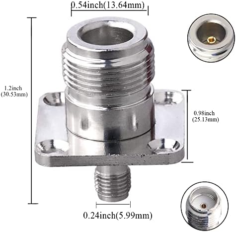 TUOLNK 2 pcs N Female to SMA Female 4-Hole Panel Mount 4 Hole Panel Mount Chassis Type RF Coaxial Adapter N Female to SMA Female 4 Hole Flange Panel Adapter