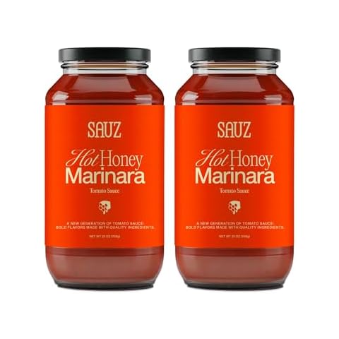 Hot Honey Marinara Pasta Sauce, 25 Oz Jar (2-Pack), Sweet & Spicy Tomato Sauce, Gluten-Free, Non-GMO, Multi-Use, Clean Ingredients – Small Batch Tomato Sauce Cover