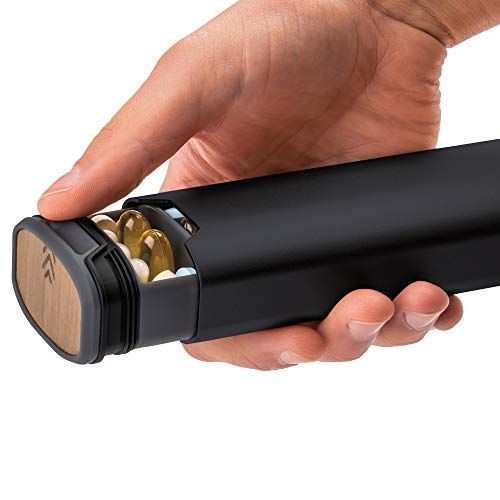 7 Day Weekly Pill Organizer 2.0 By Mbarc - Premium Stylish Aluminum And Wood Large Capacity Pill Box For Supplements, Pills, Vitamins And Medication. (Midnight Black) #TOP2