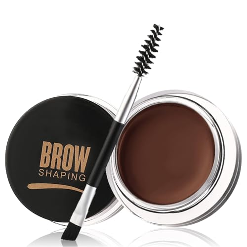 Eyebrow Pomade Gel Brown Set with Dual-Ended Brush, Waterproof Long Lasting Brow Cream for Filling Shaping and Defining Brows, Smudge Resistant Lightweight Tint