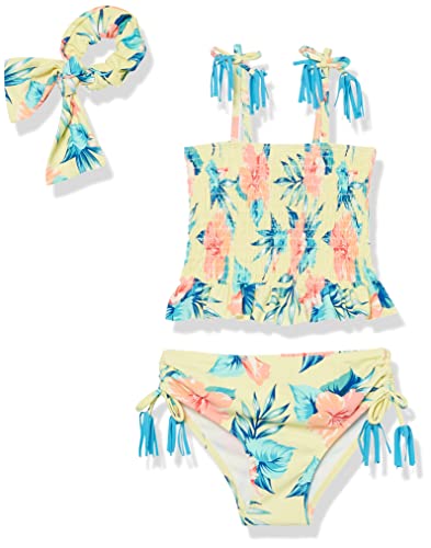 Jessica Simpson Girls' Two Piece Bikini Swimsuit, Hawaiian Tropical, 5