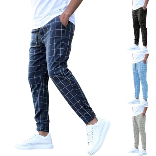 Men's Casual Checkered Pants Stretch Slim Fit Pants Skinny Plaid Dress Pant Fashion Stretch Business Suit Pants4