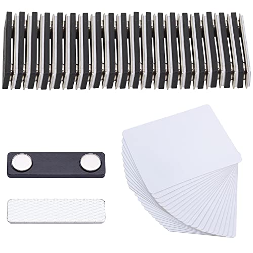 Badges nominatifs vierges en PVC blanc magnetiques pour ne plus trouer vos vestes et chemises