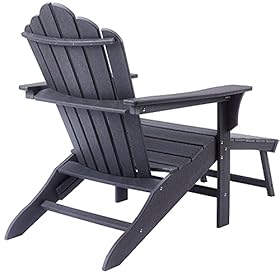 Ehomexpert All-Weather Adirondack Chair with Pull-Out Ottoman, Oversized Poly Lumber Classic Lounge Chair for Fire Pit… 41YR+CjCXmS. SS280