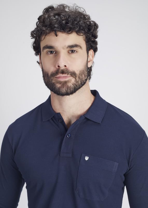 Image of Men's Cotton-Rich Full-Sleeve Polo T-Shirt with Pocket Premium Pique Fabric Casual & Stylish
