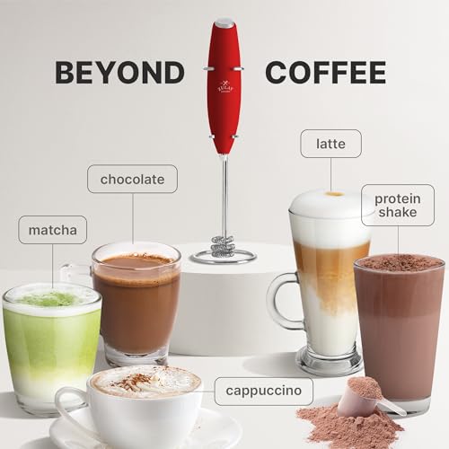 Image of Mini & Mighty Milk Frother Wand - Powerful Handheld Coffee Frother, Battery Operated Drink Mixer - Compact Pocket Size - Detachable Whisk for Latte, Cappuccino, Matcha, Hot Chocolate