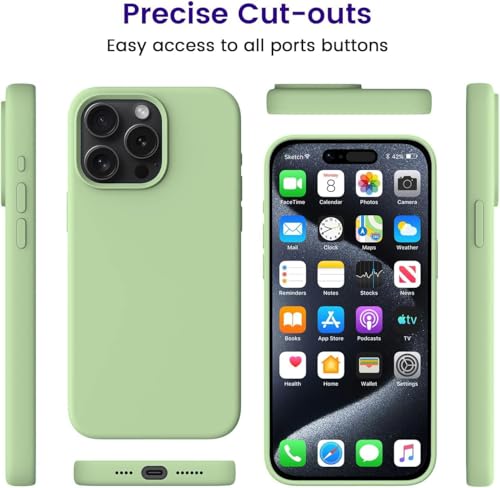 Image of DIZORO Compatible for iPhone 16 Pro Case Slim Liquid Silicone 3 Layers Full Covered Soft Gel Rubber Phone Case Protective Cover 6.3 Inch - Matcha Green