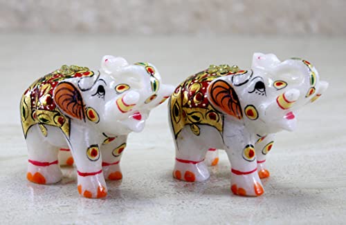 Set de 2 Figuras de Elefante en Mármol Blanco de 3" miniatura 6