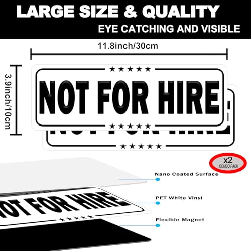Image of Not for Hire Magnet for Cars, Heavy Duty Not for Hire Magnetic Sign, Reflective Farm Drivers Use Truck Tractor Trailer Magnet, 11.8 Inch x 3.9 Inch (Black-not for hire)