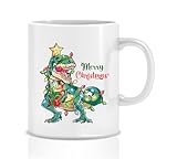 Dinosaur Christmas – Dinosaur Holiday – Merry Christmas Dinosaur Tree Rex Pajamas Xmas Lights – Great Gifts Holiday Christmas For Family And Friend 11oz