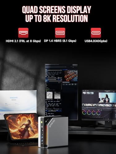 Image of GMKtec AI Mini PC Ryzen Al Max+ 395 (up to 5.1GHz) | 64GB LPDDR5X 8000MHz (8GB*8) 2TB PCIe 4.0 SSD Quad Screen 8K Display / WiFi 7 / USB4 / SD Card Reader 4.0 EVO-X2