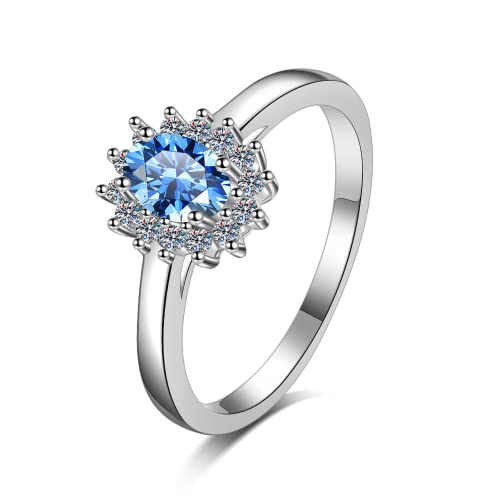 Bague fiançailles moissanite bleue à porter au quotidien pour femme