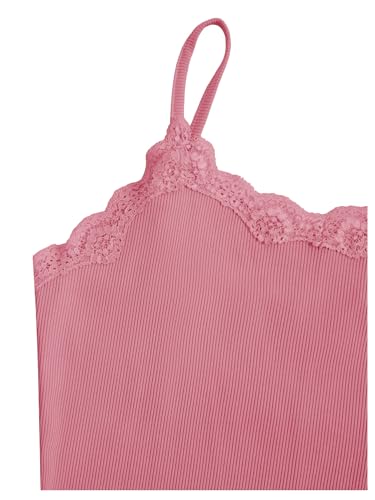 Image of SOLY HUX Girl's Lace Trim Camisoles Ribbed Spaghetti Strap Crop Tank Tops | Sleeveless, Teen Girl Top, Summer Top