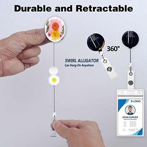 Badge Reels Retractable For Nurses Nursing Badge Reel Nursing Badge Holder With Buddy (Alligator, Pink Floral) #TOP2