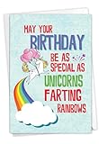 NobleWorks - Unicorns and Rainbows - Funny Happy Birthday Greeting Card for Kids, Adults - Bday Note Card with Envelope C6892BDG