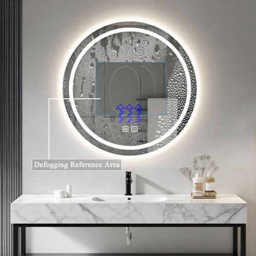 Miroir salle de bain LED rond 80cm rétroéclairé 3 couleurs - 6