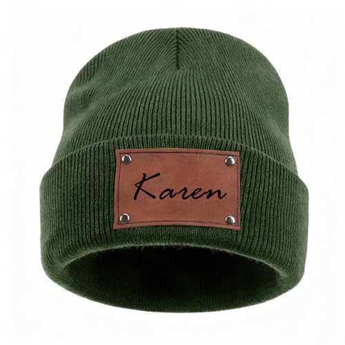 EDSG Personalized Baby Beanie Hat, Soft Winter Knit Name Hat