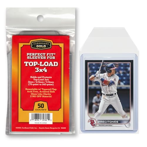 Cardboard Gold Toploader Sleeves - Ultimate Protection Resealable Snug Fit Top Loader Sleeves - Acid Free Archival Safe - Holds Toploaders Securely (75pt-140pt Sleeves 50 Toploader Sleeves)